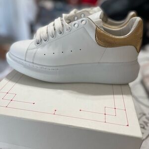 Alexander McQueen White and Gold Sneakers